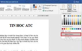 Học tin học văn phòng tại Thanh Hóa Muốn văn bản của mình trở nên sinh động và đẹp mắt, bạn hãy tạo màu nên cho page. Mời bạn theo 
