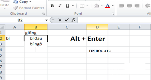 Hoc tin hoc tai thanh hoa Bạn muốn xuống dòng trong excel nhanh, gọn, tin học ATC sẽ hướng dẫn bạn 3 cách sau nhé!