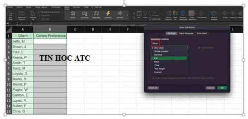 Học tin học tại thanh hóa Có rất nhiều cách để tạo Drop list trong excel, nhưng hôm nay tin học ATC sẽ hướng dẫn bạn cách dễ ứng 