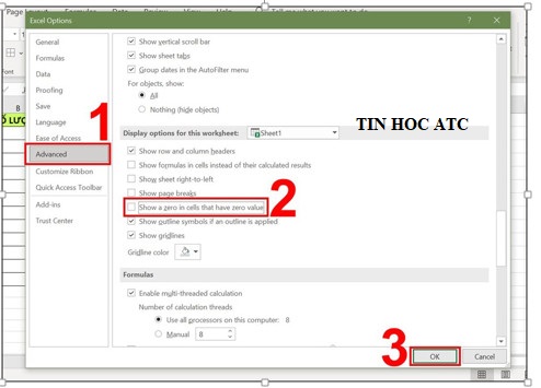 Trung tâm tin học tại thanh hóa Bạn muốn ẩn số 0 trong excel? Để bảng tính được đẹp và không bị rối? Hãy thử 4 cách sau nhé!