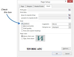 Học tin học văn phòng tại Thanh Hóa Khi bạn in file excel thường sẽ không hiển thị đường lưới, nếu bạn muốn in cả đường lưới hãy tham