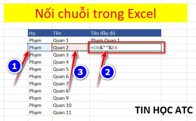 Hoc tin hoc van phong uy tin tai Thanh Hoa Nếu bạn chưa biết cách nối chuỗi trong Excel vậy thì các bạn hãy cùng tham khảo các cách nối chuỗi 