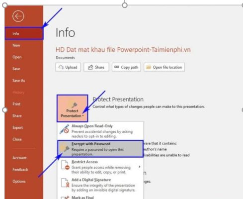 Trung tâm tin học ở thanh hóa Để ngăn chặn việc sao chép ý tưởng bạn nên cài đặt mật khẩu cho file PowerPoint, vậy cách cài đặt như thế nào? 