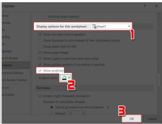 Học tin học văn phòng tại Thanh Hóa Bạn muốn lấy lại dòng kẻ  trong excel khi in ? Hãy thử làm theo cách sau nhé!Sử dụng đường lưới ở cửa 